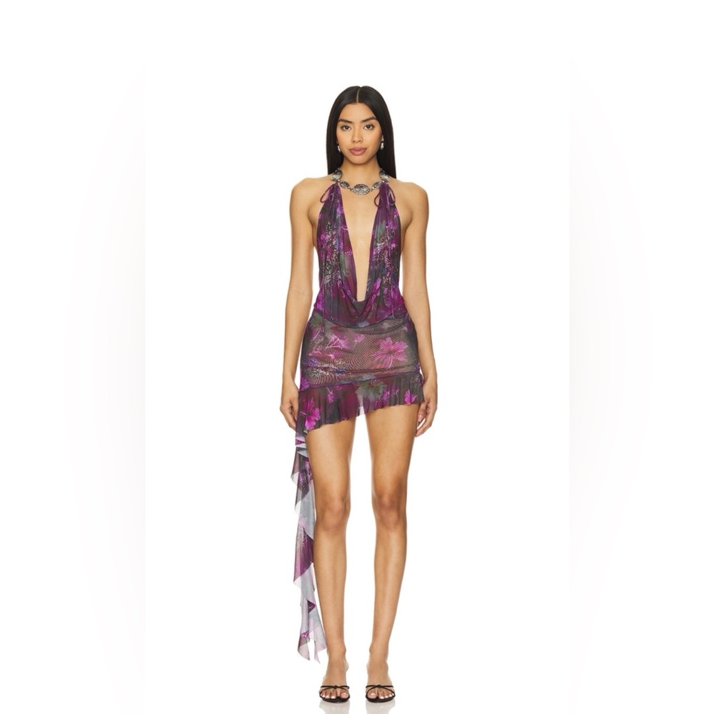 JADED LONDON — Sheer Glitter Blackless Dress in Multi — Size: US 4 / UK 8